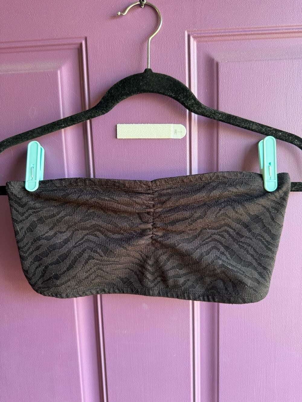 Y2k Decree Black Zebra Print Ruched Strapless Tube Top Size M W138